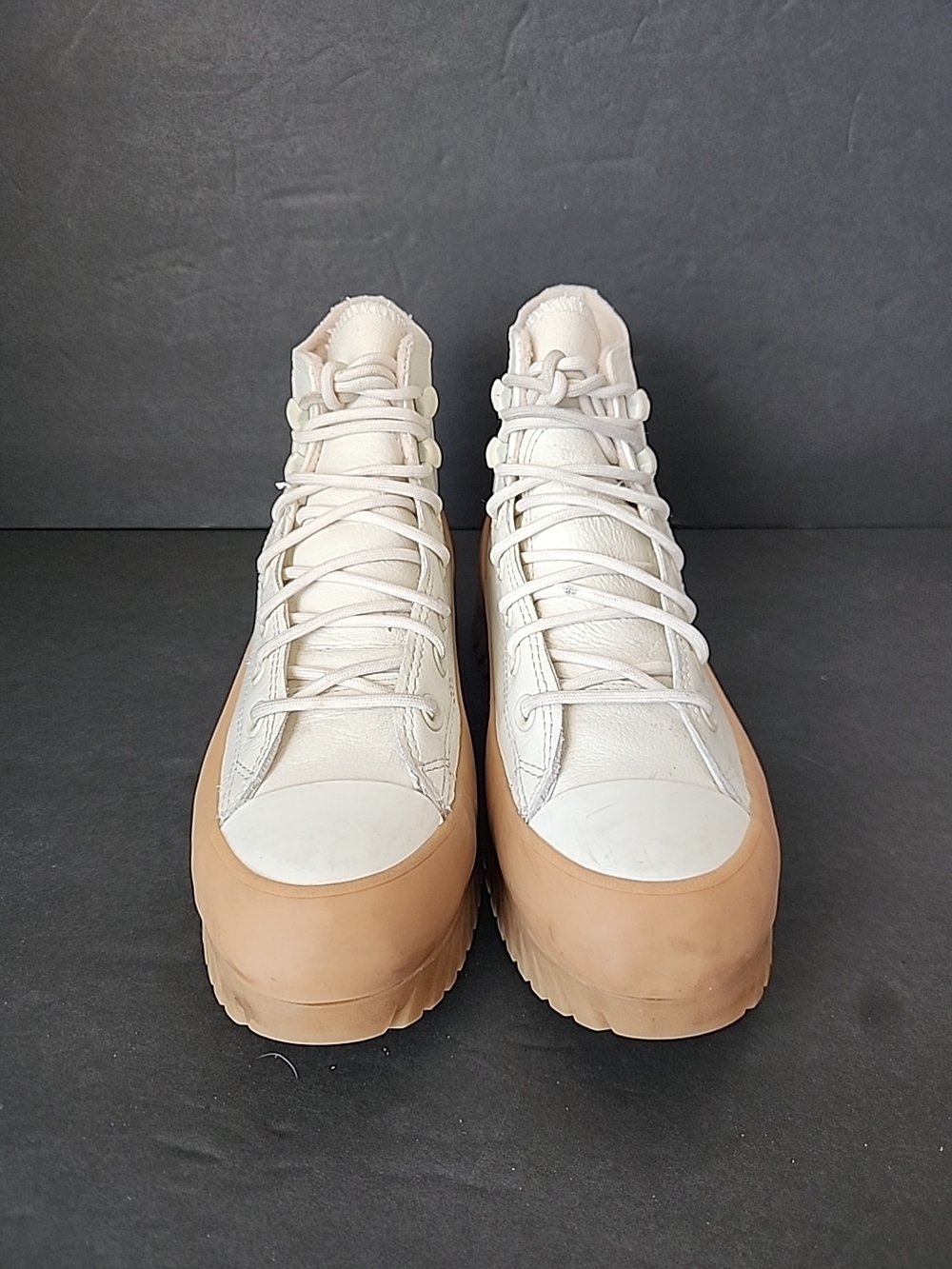 Converse Women's High-Top Platform Boots in Cream and Tan - Picture 2 of 8